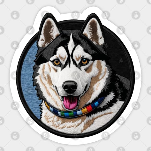 Rainbow Collar Husky Embroidered Patch Sticker by Xie